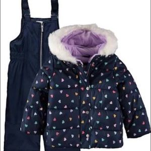Carter's Girls Navy Heart Print 2pc Snowsuit Size 5/6